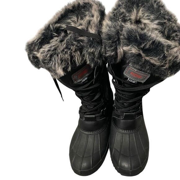 Khombu Colby Tall Black Suede Faux Fur Waterproof Duck Boots 10 - Picture 12 of 14